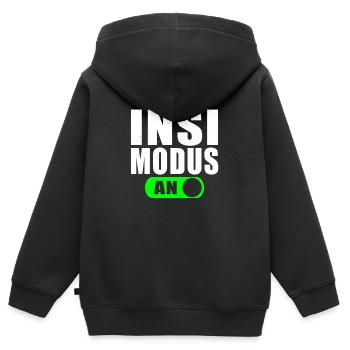 Mode Insi activé - Sweat Premium à capuche zippé enfant bio - noir - Dos - AI Model Kid Male (0cm)