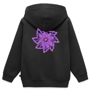 Blüte - Kinder Premium Organic Zip Hoodie - Schwarz - Hinten - AI Model Kid Male (0cm)