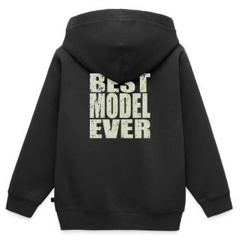 Meilleur modèle de cadeau de modèle - Sweat Premium à capuche zippé enfant bio - noir - Dos - AI Model Kid Male (0cm)