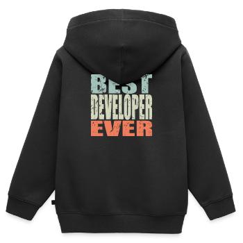 Best Entwickler ever Entwickler Geschenk - Kinder Premium Organic Zip Hoodie - Schwarz - Hinten - AI Model Kid Male (0cm)