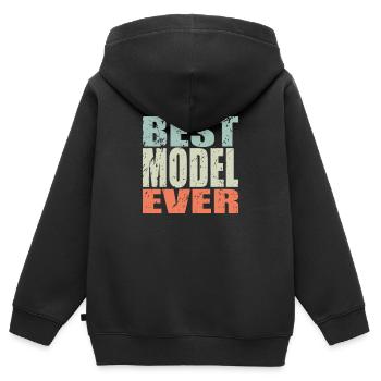 Meilleur modèle de cadeau de modèle - Sweat Premium à capuche zippé enfant bio - noir - Dos - AI Model Kid Male (0cm)