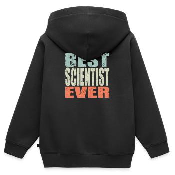 Meilleur scientifique de tous les temps Cadeau de scientifique - Sweat Premium à capuche zippé enfant bio - noir - Dos - AI Model Kid Male (0cm)