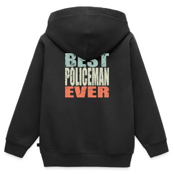 Best Polizist ever Polizist Geschenk - Kinder Premium Organic Zip Hoodie - Schwarz - Hinten - AI Model Kid Male (0cm)