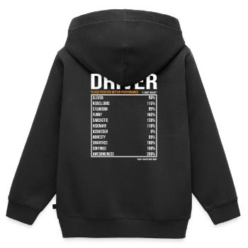 Fahrer tageswerte Lustiger Fahrer - Kinder Premium Organic Zip Hoodie - Schwarz - Hinten - AI Model Kid Male (0cm)