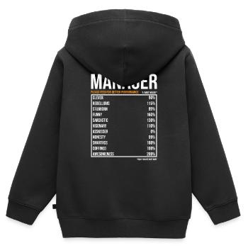 Manager du jour Drôle Manager - Sweat Premium à capuche zippé enfant bio - noir - Dos - AI Model Kid Male (0cm)