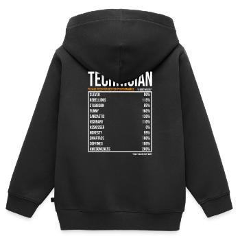Techniker tageswerte - Kinder Premium Organic Zip Hoodie - Schwarz - Hinten - AI Model Kid Male (0cm)