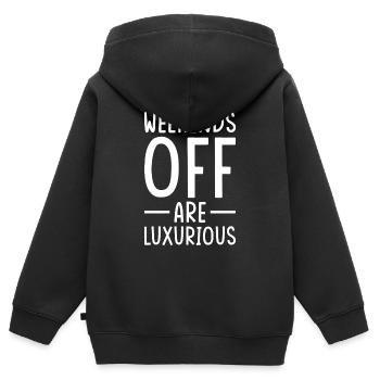 Wochenende Spruch Freies Wochenende - Kinder Premium Organic Zip Hoodie - Schwarz - Hinten - AI Model Kid Male (0cm)