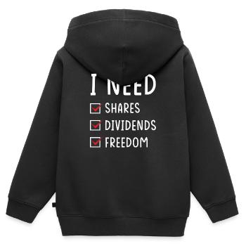 Shares Dividends Freedom - Kids Premium Organic Zip-up Hoodie - black - Back - AI Model Kid Male (0cm)