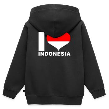Ich liebe Indonesien Herz Flagge Indonesien - Kinder Premium Organic Zip Hoodie - Schwarz - Hinten - AI Model Kid Male (0cm)