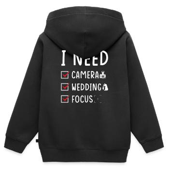 Hochzeitsfotograf Kamera Hochzeit Fokus - Kinder Premium Organic Zip Hoodie - Schwarz - Hinten - AI Model Kid Male (0cm)