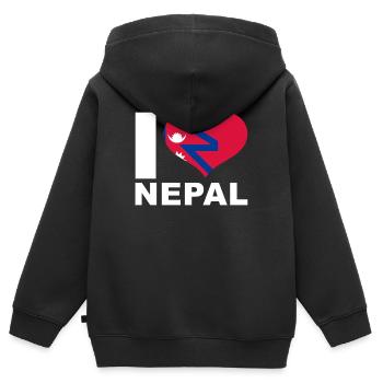 Ich liebe Nepal Herz Flagge Nepal - Kinder Premium Organic Zip Hoodie - Schwarz - Hinten - AI Model Kid Male (0cm)
