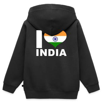 Ich liebe Indien Herz Flagge Indien - Kinder Premium Organic Zip Hoodie - Schwarz - Hinten - AI Model Kid Male (0cm)