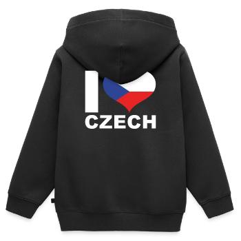 J’aime République tchèque Heart Flag République tchèque - Sweat Premium à capuche zippé enfant bio - noir - Dos - AI Model Kid Male (0cm)