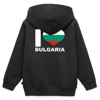 Ich liebe Bulgarien Herz Flagge Bulgarien - Kinder Premium Organic Zip Hoodie - Schwarz - Hinten - AI Model Kid Male (0cm)