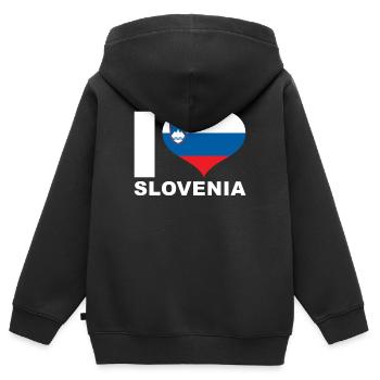 Ich liebe Slowenien Herz Flagge Slowenien - Kinder Premium Organic Zip Hoodie - Schwarz - Hinten - AI Model Kid Male (0cm)