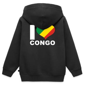J’aime le drapeau du cœur du Congo Congo - Sweat Premium à capuche zippé enfant bio - noir - Dos - AI Model Kid Male (0cm)