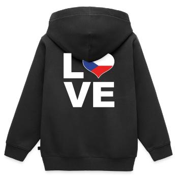 J’aime République tchèque Heart Flag République tchèque - Sweat Premium à capuche zippé enfant bio - noir - Dos - AI Model Kid Male (0cm)