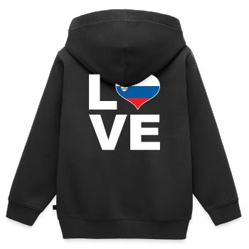 Ich liebe Slowenien Herz Flagge Slowenien - Kinder Premium Organic Zip Hoodie - Schwarz - Hinten - AI Model Kid Male (0cm)