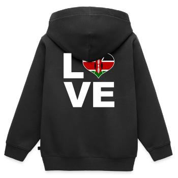 Ich liebe Kenia Herz Flagge Kenia - Kinder Premium Organic Zip Hoodie - Schwarz - Hinten - AI Model Kid Male (0cm)