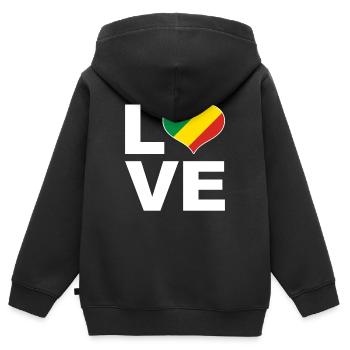 J’aime le drapeau du cœur du Congo Congo - Sweat Premium à capuche zippé enfant bio - noir - Dos - AI Model Kid Male (0cm)