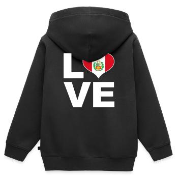 J’aime le pérou drapeau du cœur Pérou - Sweat Premium à capuche zippé enfant bio - noir - Dos - AI Model Kid Male (0cm)