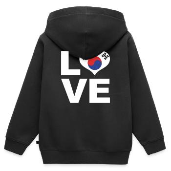 J’adore le drapeau du cœur de la Corée du Sud La Corée du Sud - Sweat Premium à capuche zippé enfant bio - noir - Dos - AI Model Kid Male (0cm)