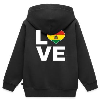 Ich liebe Bolivien Herz Flagge Bolivien - Kinder Premium Organic Zip Hoodie - Schwarz - Hinten - AI Model Kid Male (0cm)