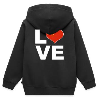 Ich liebe China Herz Flagge China - Kinder Premium Organic Zip Hoodie - Schwarz - Hinten - AI Model Kid Male (0cm)