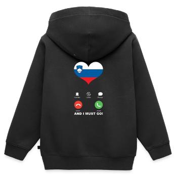 Slowenien is calling Slowenien Herz Souvenir - Kinder Premium Organic Zip Hoodie - Schwarz - Hinten - AI Model Kid Male (0cm)