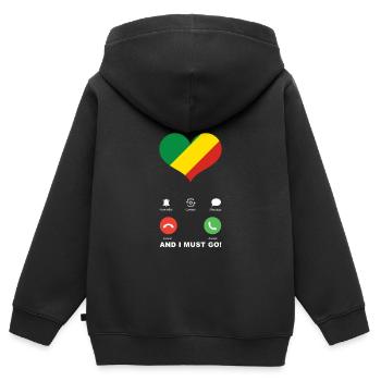 Le Congo appelle Congo Heart Souvenir - Sweat Premium à capuche zippé enfant bio - noir - Dos - AI Model Kid Male (0cm)
