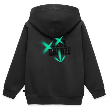 Briser toutes les frontières - Sweat Premium à capuche zippé enfant bio - noir - Dos - AI Model Kid Male (0cm)