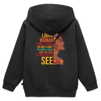 Signe du zodiaque Balance Cadeau Balance - Sweat Premium à capuche zippé enfant bio - noir - Dos - AI Model Kid Male (0cm)
