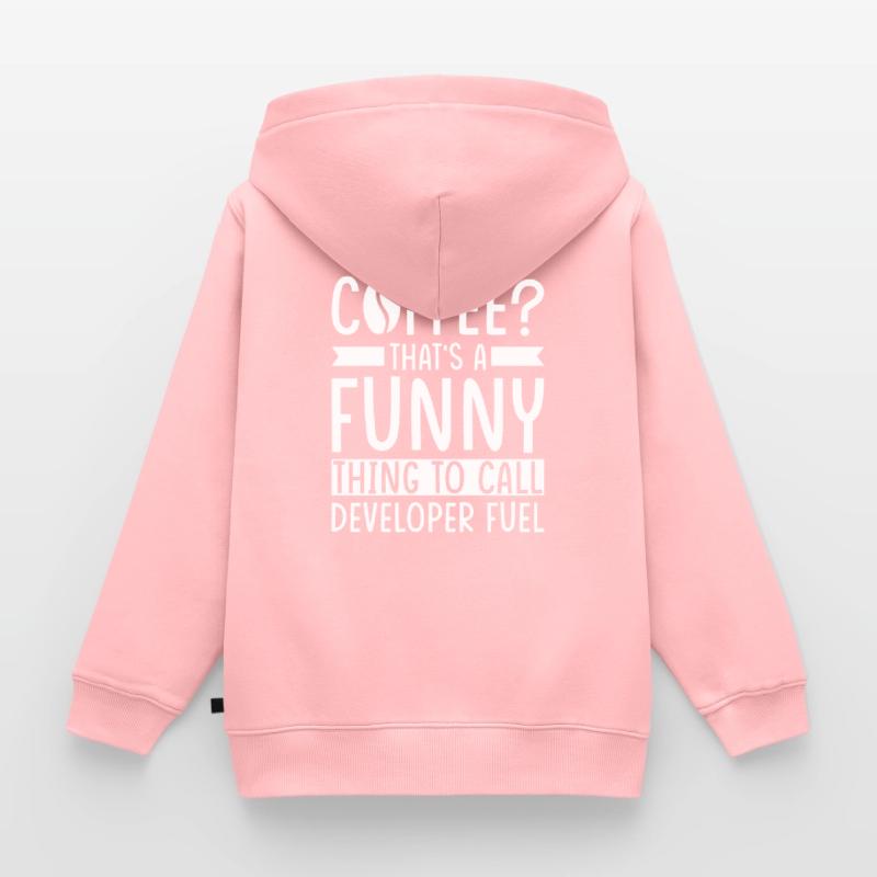 Developer Coffee Slogan Software Developer Kids Premium Organic Zip-up Hoodie