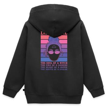 Signe du zodiaque Balance Cadeau Balance - Sweat Premium à capuche zippé enfant bio - noir - Dos - AI Model Kid Male (0cm)