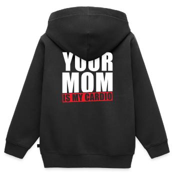 Ta mère est mon Cardio - Sweat Premium à capuche zippé enfant bio - noir - Dos - AI Model Kid Male (0cm)