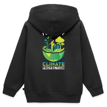 Climate Protectors Climate Protection Support - Kids Premium Organic Zip-up Hoodie - black - Back - AI Model Kid Male (0cm)