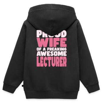 Stolze Ehefrau Eines Verdammt Guten Dozents - Kinder Premium Organic Zip Hoodie - Schwarz - Hinten - AI Model Kid Male (0cm)