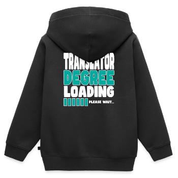 Un traducteur invite à la formation - Sweat Premium à capuche zippé enfant bio - noir - Dos - AI Model Kid Male (0cm)