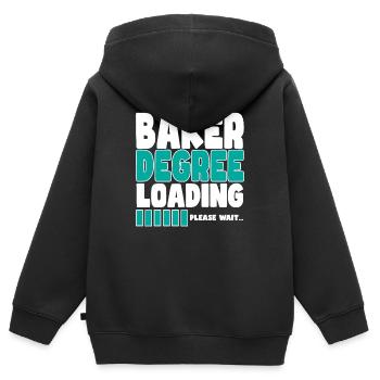 Baker invite à la formation - Sweat Premium à capuche zippé enfant bio - noir - Dos - AI Model Kid Male (0cm)