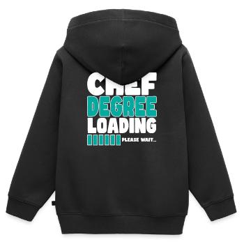 Le chef invite à la formation - Sweat Premium à capuche zippé enfant bio - noir - Dos - AI Model Kid Male (0cm)