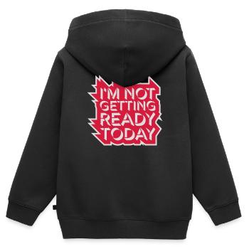 ne pas se préparer aujourd’hui - Sweat Premium à capuche zippé enfant bio - noir - Dos - AI Model Kid Male (0cm)