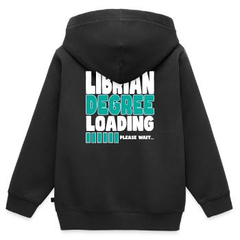 Un bibliothécaire invite à la formation - Sweat Premium à capuche zippé enfant bio - noir - Dos - AI Model Kid Male (0cm)