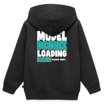 Le modèle invite à la formation - Sweat Premium à capuche zippé enfant bio - noir - Dos - AI Model Kid Male (0cm)