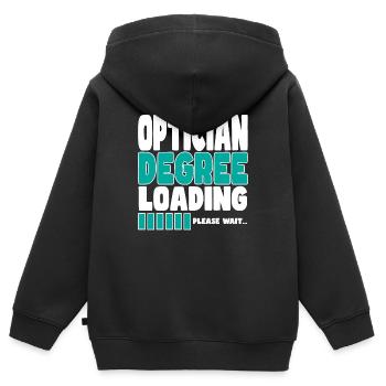 Opticien invite à la formation - Sweat Premium à capuche zippé enfant bio - noir - Dos - AI Model Kid Male (0cm)