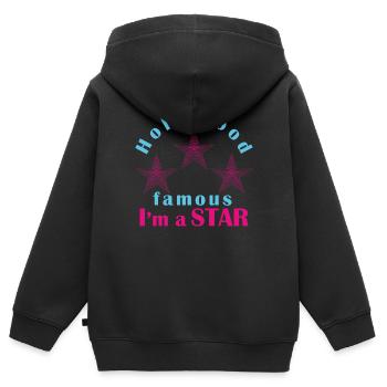 Hollywood-Star - Kinder Premium Organic Zip Hoodie - Schwarz - Hinten - AI Model Kid Male (0cm)