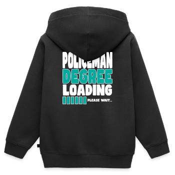 Un policier invite à la formation - Sweat Premium à capuche zippé enfant bio - noir - Dos - AI Model Kid Male (0cm)