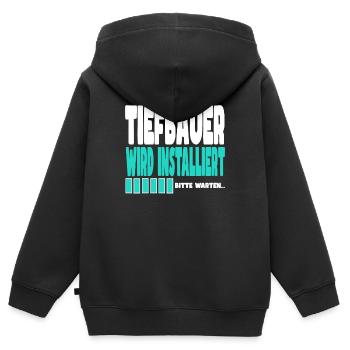Tiefbauer wird installiert - Kinder Premium Organic Zip Hoodie - Schwarz - Hinten - AI Model Kid Male (0cm)