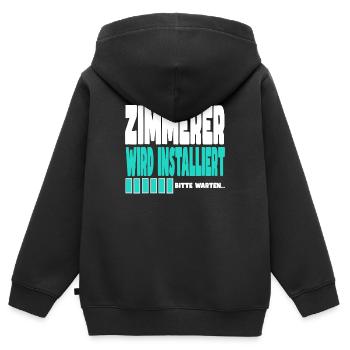Zimmerer wird installiert - Kinder Premium Organic Zip Hoodie - Schwarz - Hinten - AI Model Kid Male (0cm)