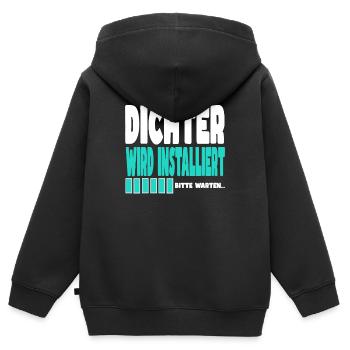 Dichter wird installiert - Kinder Premium Organic Zip Hoodie - Schwarz - Hinten - AI Model Kid Male (0cm)