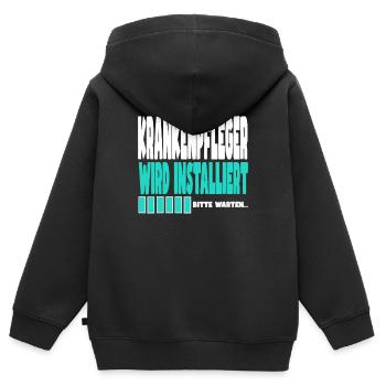 Krankenpfleger wird installiert - Kinder Premium Organic Zip Hoodie - Schwarz - Hinten - AI Model Kid Male (0cm)